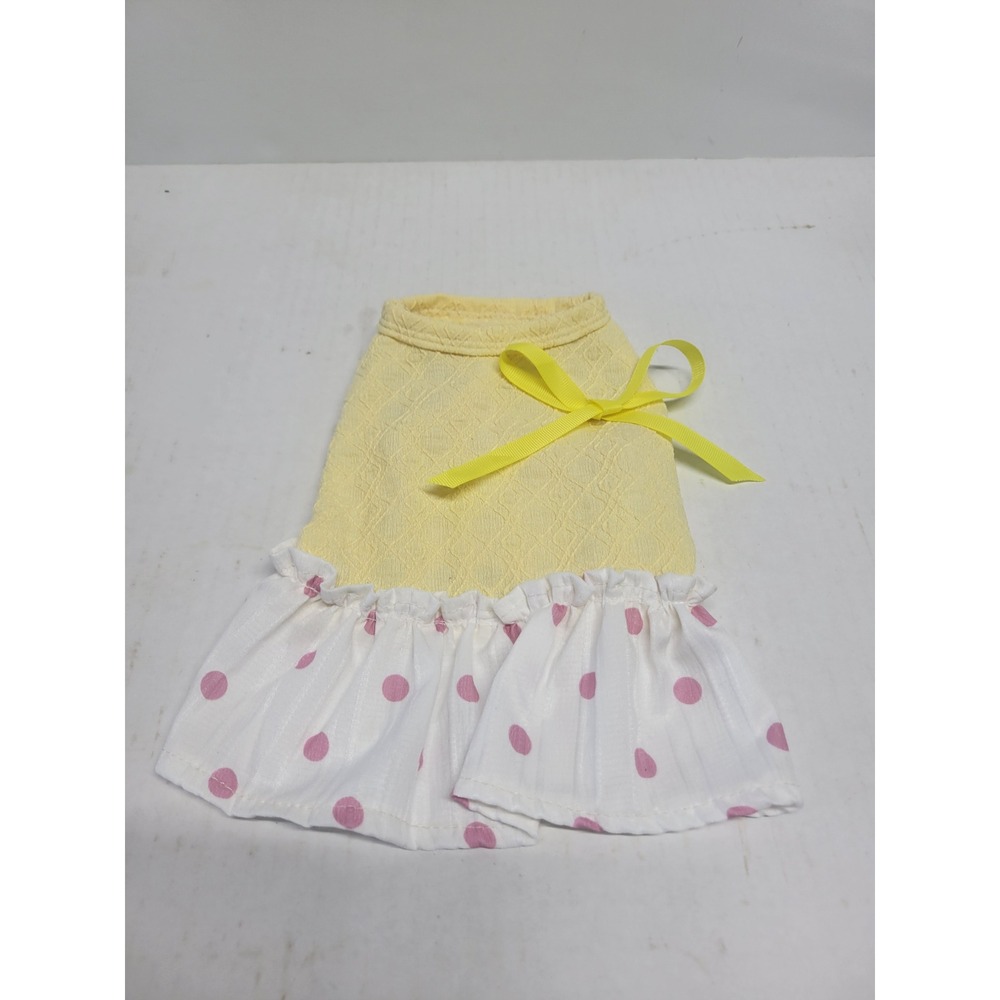Yellow Polka‎ Dot Ruffle Pet Dress Small Pink Bow Dog Cat Clothes